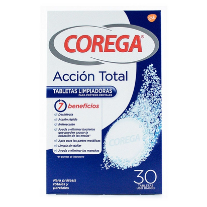 Corega Limpador Diário de Próteses 30 Comprimidos Efervescentes